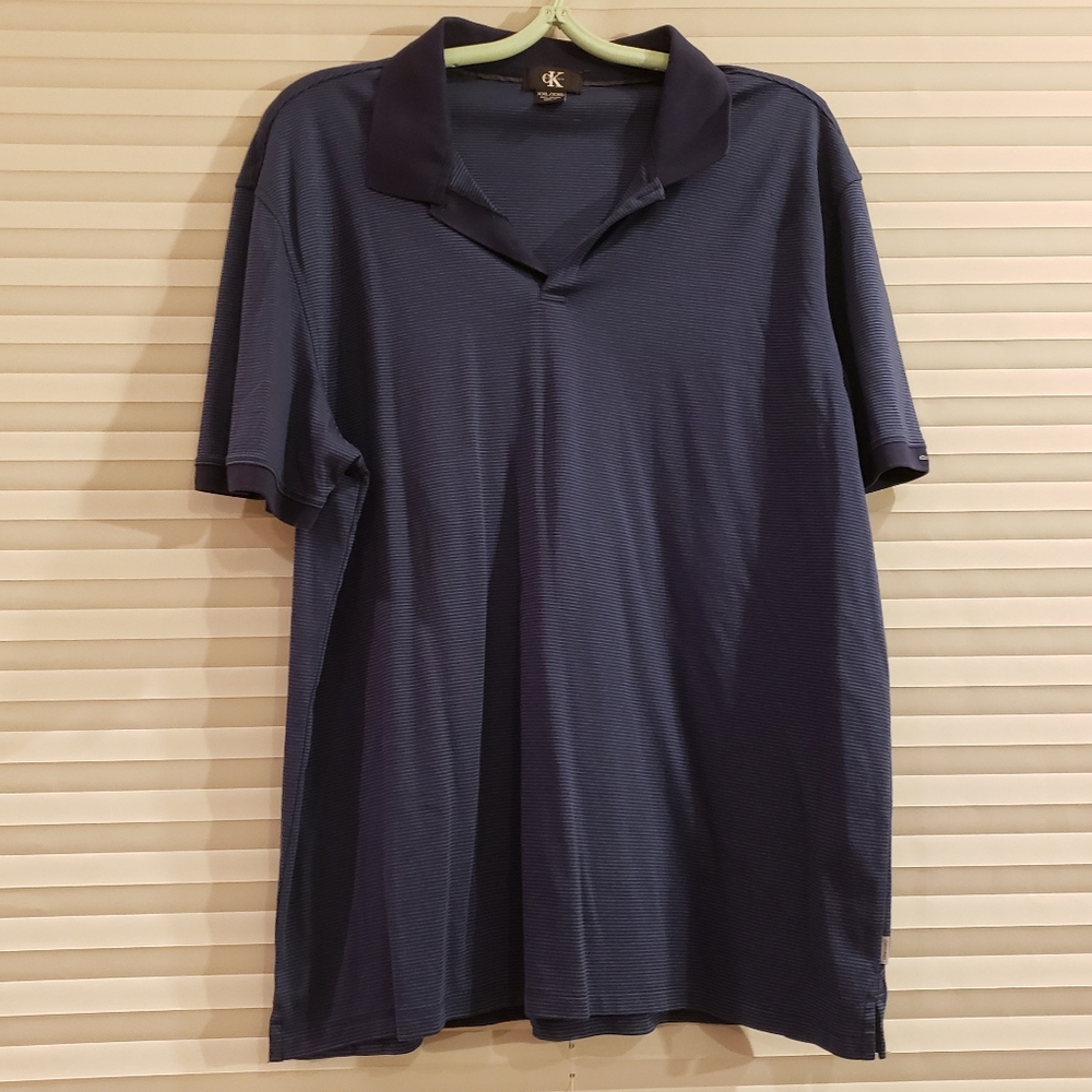 Men’s polo Calvin Klein  blue on blue  stripped size XXL 100% Cotton